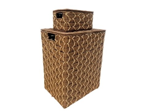 Artisanal Mocha Paper Cord Hamper and Trunk Set